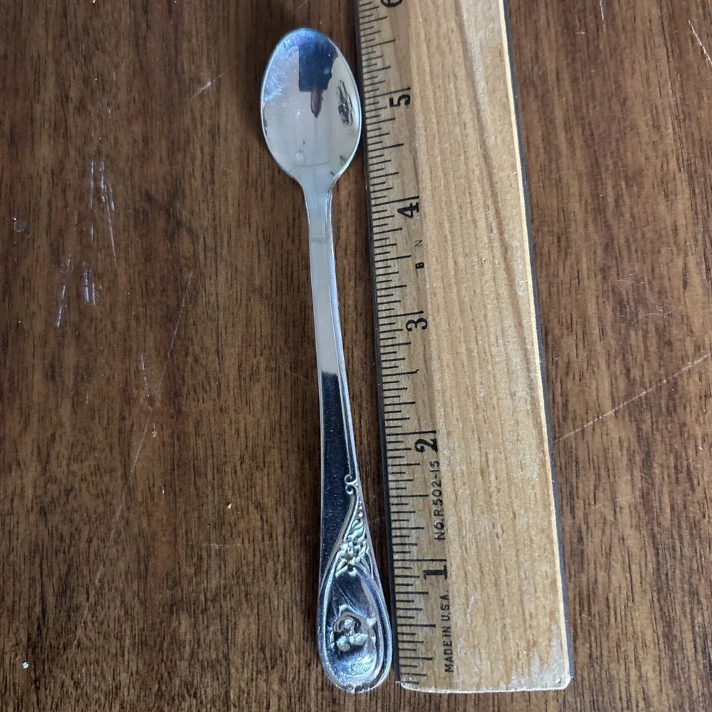 Vintage GERBER Baby Spoon Winthrop Silver Plate Long Handled Baby Face Spoon New